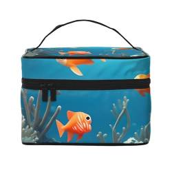 Coral Fish Unterwasser-Kosmetiktasche mit Reißverschluss, großes Fassungsvermögen, Unisex, geeignet für Outdoor, Sport, Reisen usw., Schwarz , Einheitsgröße von AthuAh