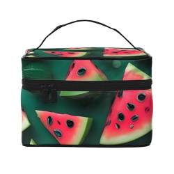 Dream Wassermelone Reise-Kosmetiktasche mit Reißverschluss, großes Fassungsvermögen, Unisex, geeignet für Outdoor, Sport, Reisen usw., Schwarz , Einheitsgröße von AthuAh