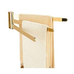 Feng Shui-Armband, 3-poliger drehbarer Handtuchhalter aus Zinklegierung, Handtuchhalter for Badezimmer, Küche, Wandmontage, glatter Spiegel, Handtuchhalter, Zubehör (Farbe: Gold) ( Color : Gold ) von AthuAh