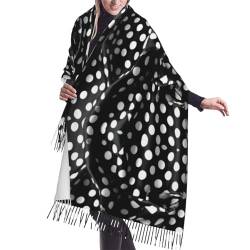 Modischer Schal mit schwarzen und weißen gewellten Punkten, warmer Winterschal, bequemer Schal, weiche Textur, geeignet für Männer und Frauen, Schwarz , Einheitsgröße von AthuAh