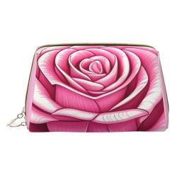 Schöne rosa Rosen tragbare Kosmetiktasche, Reise-Kosmetiktasche, Unisex, Reißverschluss, geeignet für den täglichen Gebrauch, weiß, Einheitsgröße von AthuAh