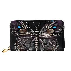 Science Butterfly Damen Lange Geldbörse & Reißverschluss Geldbörse Multi-Karten-Organizer 7,48 x 4,13 Zoll (ca. 19 x 10,5 cm), Schwarz , Einheitsgröße von AthuAh