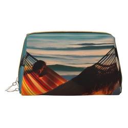 Sunset Beach Hammock Portable Cosmetic Bag & Travel Cosmetic Bag, Unisex, Zipper Closure, Suitable for Daily Use, weiß, Einheitsgröße von AthuAh