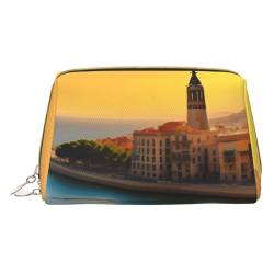 Sunset in Barcelona Tragbare Kosmetiktasche, Reise-Kosmetiktasche, Unisex, Reißverschluss, geeignet für den täglichen Gebrauch, weiß, Einheitsgröße von AthuAh