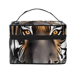 Tiger At Rest Reise-Kosmetiktasche mit Reißverschluss, großes Fassungsvermögen, Unisex, geeignet für Outdoor, Sport, Reisen usw., Schwarz, Einheitsgröße von AthuAh