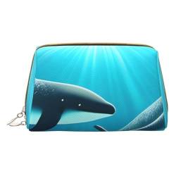 Wale unter dem Meer tragbare Kosmetiktasche & Reise-Kosmetiktasche, Unisex, Reißverschluss, geeignet für den täglichen Gebrauch, weiß, Einheitsgröße von AthuAh