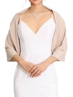 Damen Stola Schal für Abendkleid 3/4 Ärmel Bolero Hochzeit Braut Boleros Schals für Frauen (Khaki) von Atigy