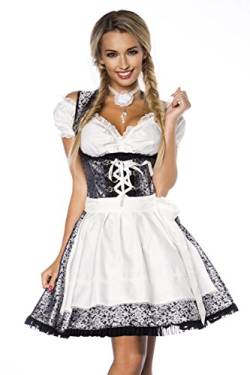 Atixo Damen Premium Dirndl mit Bluse Kleid für besondere Anlässe, Silber/weiß/schwarz, 3XL von Atixo