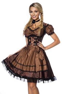 Atixo Damen Premium Dirndl mit Bluse Kleid für besondere Anlässe, braun/schwarz, L von Atixo