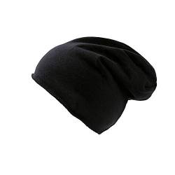 Atlantis Brooklin Raw Edge Jersey Beanie Mütze (Einheitsgröße) (Schwarz) von Atlantis