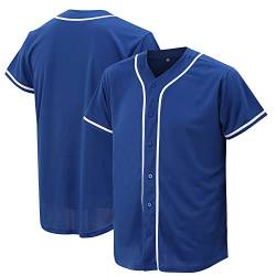 Baseball-Trikot für Männer und Frauen, Baseball-Shirts für individuelles Button-Up-Shirt, Hipster-Hip-Hop-Sportuniformen, Blau, L von Atonmore