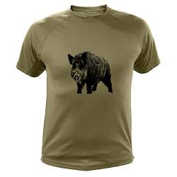 T-Shirt, Jagd, Wildschweine, Geschenkidee für Jäger Gr. L, grün von AtooDog