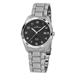 Atrium Herren-Armbanduhr Edelstahl Saphirglas Analog Quarz 10 bar mit Datum und Edelstahl Armband Silberfarben A42-31 von Atrium