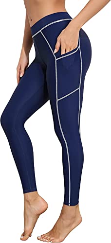 Attraco Badehose für Damen Lang Schwimmhose UV Schutz Boardshorts Hohe Taiile Sporthose Tights Blau S von Attraco