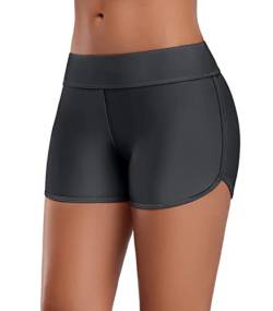 Attraco Damen Badeshorts Badeshorts UV Schutz Schwimmshorts Strand Bikinihose Schnell Trocknendes Schwimmhose Sommer Wasersport Grau L von Attraco