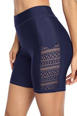 Attraco Damen Badeshorts Hohe Taille Kurze Badehose Schnell Trocknendes Wassersport Boardshorts Schwimmhose Schwimmshorts Blau M von Attraco