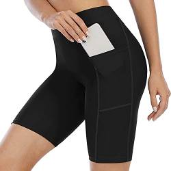 Attraco Damen Badeshorts Lang Badehose Hohe Taille Schwimmhose Boardshorts Schnell Trocknen Kurze Sporthose Strandhose Kurz Leggings Wassersport Tankini Hose Schwarz L von Attraco