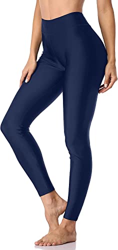 Attraco Damen Lange Badehose Hohe Taille Schwimmhose Schnell Trocknendes Blickdicht Yogahose Blau M von Attraco