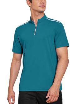 Attraco Herren Poloshirt Kurzarm Atmungsaktives Golf Polo Shirt Männer Sommer Polohemd Shirts Casual Sport Basic Regular Fit T-Shirt Blau L von Attraco