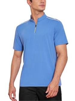 Attraco Herren Poloshirt Kurzarm Atmungsaktives Golfshirt Polo Shirt für Männer Sommer Polohemd Shirts Casual Sport Basic Regular Fit T-Shirt Seeblau L von Attraco