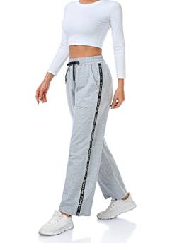 Attraco Jogginghose Damen Weites Bein Sporthose Hohe Taille Sweathose für Sport Gym Grau S von Attraco