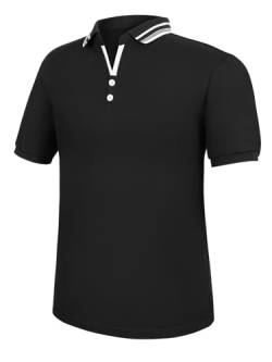 Attraco Poloshirt Herren T-Shirts Männer Hemd Herren Kurzarm Polo Shirt Sommer Slim Fit Golf Sport Schwarz XXL von Attraco