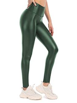 Attraco Thermoleggings Damen mit Innenfleece Thermo Laufhose High Waist Thermounterwäsche Winter Warme Sporthose Sport Leggings Damen für Laufen Wandern Grün M von Attraco