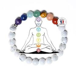 Attraction Zen 7 CHAKREN ARMBAND | ECHTES 8mm NATURSTEIN | KOSTENLOSE EBOOKS DEUTSCH | HANDGEFERTIGT | Schmuck für Damen und Herren | ALLE STEINE IN UNSEREN ARMBÄNDERN SIND NATÜRLICH. (HOWLITE) von Attraction Zen