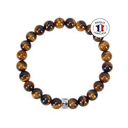 Attraction Zen Immunitätsarmband Südafrikanisches Tigerauge - zertifizierte Natursteine - AZ Perle Edelstahl - dehnbares Armband - handgefertigt - 8mm Steine von Attraction Zen