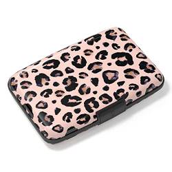 Atufsuat Kreditkartenetui, Mini-Aluminium-Karten-Geldbörse, RFID-blockierend, schlankes Metall-Hartkarten-Etui für Damen und Herren, pink leopard von Atufsuat