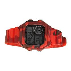 Atyhao Outdoor-Sportuhr, Leuchtende wasserdichte Wochendatumsanzeige Digital-Chronographen-Uhr Mode für Reisen (Tarnung Rot) von Atyhao
