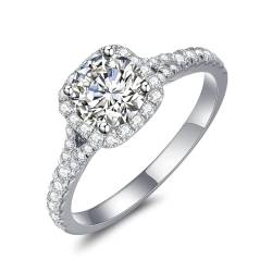 Atylyk Moissanite Verlobungsringe 1,5 Karat Gold Vergoldet Sterling Silber Halo Ewigkeitsring für Frauen, Sterling Silber Stein Aus Sterlingsilber von Atylyk