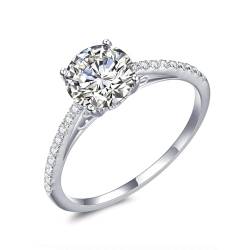 Atylyk Moissanite Verlobungsringe 1,5 Karat Gold Vergoldet Sterling Silber Halo Ewigkeitsring für Frauen, Sterling Silber von Atylyk