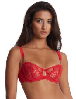 Aubade Damen Flowermania Halbschalen Balconette-BH, Durchsichtig, Rot (Rouge Floral), 85C von Aubade