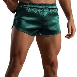 Aubatece Boxershorts Herren Bunt - Herren Boxershorts mit großen geteilten Seiten Atmungsaktive Unterwäsche mit Schlitze Weich und Leicht (Grün, XL) von Aubatece