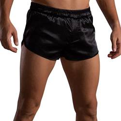 Aubatece Boxershorts Herren Bunt - Herren Boxershorts mit großen geteilten Seiten Atmungsaktive Unterwäsche mit Schlitze Weich und Leicht (Schwarz, XXL) von Aubatece