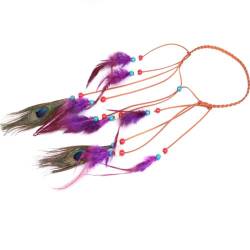 Aublinto Boho Federn Haarextensions Hippie Stil Federn Haarverlängerung Bunt Feder Haarspangen Haar Clips Retro Haarschmuck für Damen Fasching Karneval Halloween Quaste, indischer Kopfschmuck von Aublinto