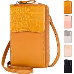 Aucenix Handytasche zum Umhängen Damen - Crossbody Handtaschen mit Geldbörse, Handy Umhängetasche mit verstellbarem Riemen, Kartenschlitze, PU Leder (Braun) von Aucenix