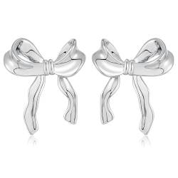 Aucuu Bow Earrings, 18K Ohrringe Gold Silber Schleifen Ohrringe, Hypoallergene Earrings, Schleifen Modeschmuck Ohrringe für Frauen und Mädchen Geschenke von Aucuu