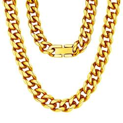 Aucuu Personalisiert Halskette, Herren Panzerkette Chain Choker Halskette Silber, Gliederkette Männer Hip Hop Kette für Männer Papa Vater Freund (Geschenkbox) von Aucuu