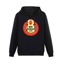 AuduE Mens Red Horse Extra Strong Beer Pullover Hoodie Hooded Top Unisex Mens Ladies Hooded Sweatshirts Size L Black von AuduE