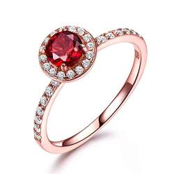 AueDsa Damen Ring Rosegold und Rot Damenring 925 Sterlingsilber Runden Zirkonia Rot Weiß Ringgröße 54 (17.2) von AueDsa