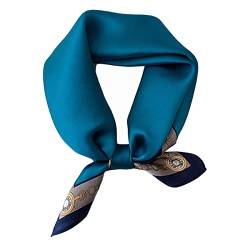 Aufeel Damen-Schal aus 100 % reiner Maulbeerseide, klein, quadratisch, Halstuch für Damen, Seiden-Kopftuch, 53,3 x 53,3 cm, Hellblau, Small von Aufeel