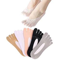 Auidy_6TXD 5 Paar orthopädische Kompressionssocken für Frauen, Zehensocken, Fünf-Finger-Socken, ultra-niedriger Schnitt, Futter mit Gel-Lasche, kurze geteilte Zehensocken für Mädchen und Frauen von Auidy_6TXD