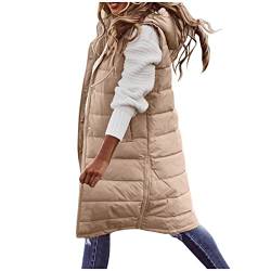 Aukbays Weste Damen GroßE GroßEn, Damen Weste Steppweste Kapuze Vest Ärmellos Jacke Übergangs Daunenweste Damenweste Steppweste Sportweste Übergangsjacke Bodywarmer Outdoor Längere von Aukbays