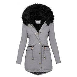 Aukbays Winterjacke Damen Winter Jacke Parka Damen üBergangsjacke Lang Mantel Outdoorjacke Winterjacken für Damen Gepolsterte Kleidung Mit Taschen Warm GefüTterte von Aukbays