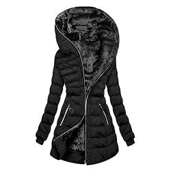 Aukbays Winterjacke Damen mit Fell Weiß Teddyfell Gefütterte Winterparka Fleecejacke Elegant Schmale Outdoor-Plüschjacke Lässig Dicker Steppmantel mit Pelzkragen von Aukbays