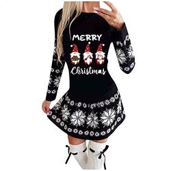 Weihnachtskleid Damen, Weihnachtskleid Damen Hoodie Kleider Vintage Langarm Weihnachtskostüm Rotnasen Rentier Cartoon Drucken Partykleider Oberteil Christmas Sweatshirt Winter Shirts Festliche von Aukbays