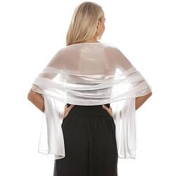 Aukmla Seidiger Satin Tücher und Wraps Hochzeit Pashmina Schals Wickel Stola Schal für Bräute Brautjungfern Hochzeiten Abend Party Formelle Kleider (Weiß) von Aukmla