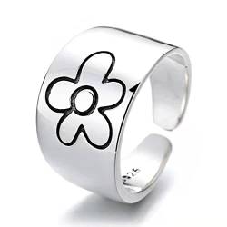 Aukmla Vintage Blumenring Silber verstellbar offen Ring mit Geschenkbox Blumen Fingerring Schmuck für Frauen und Mädchen von Aukmla
